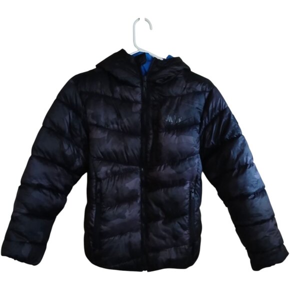 DKNY Sport Reversible Boy's Hooded Puffer Jacket Size 8-10 - Picture 1 of 5